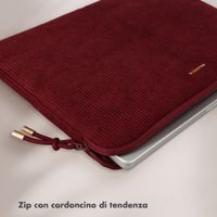 Selencia Cover per laptop in velluto a coste 13-14 pollici - Sleeve per laptop - Deep Burgundy