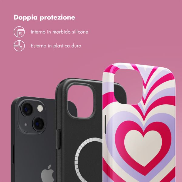 Selencia Cover posteriore Vivid con MagSafe Apple iPhone 13 - Double Hearts Rubine Red Lilac