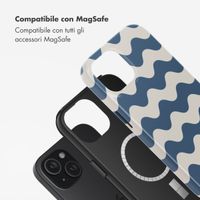 Selencia Cover posteriore Vivid con MagSafe Apple iPhone 15 - Wave Vibes Classic Blue