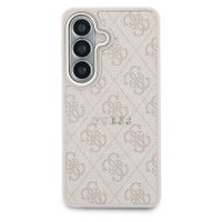 Guess Cover Posteriore 4G Leather con MagSafe Samsung Galaxy S26 - Gold Edge - Pink