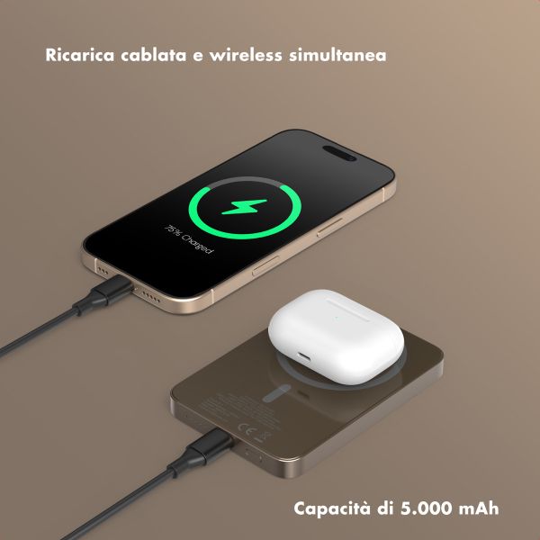 Selencia Vivid Powerbank 5.000 mAh - MagSafe e Qi - Desert Gold / Country Moo'd