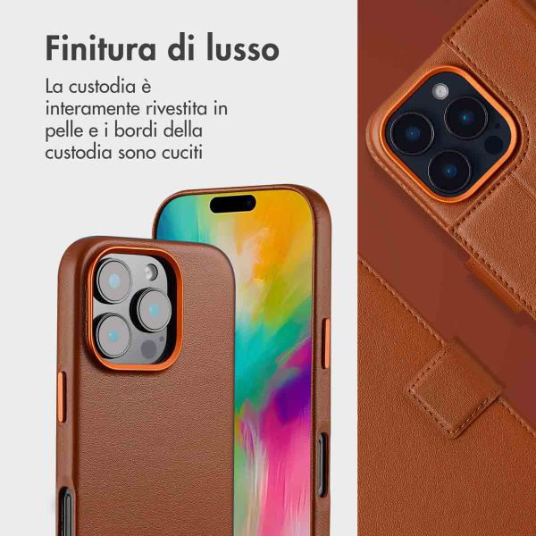 Accezz Cover in pelle 2 in 1 con MagSafe Apple iPhone 16 Pro - Sienna Brown