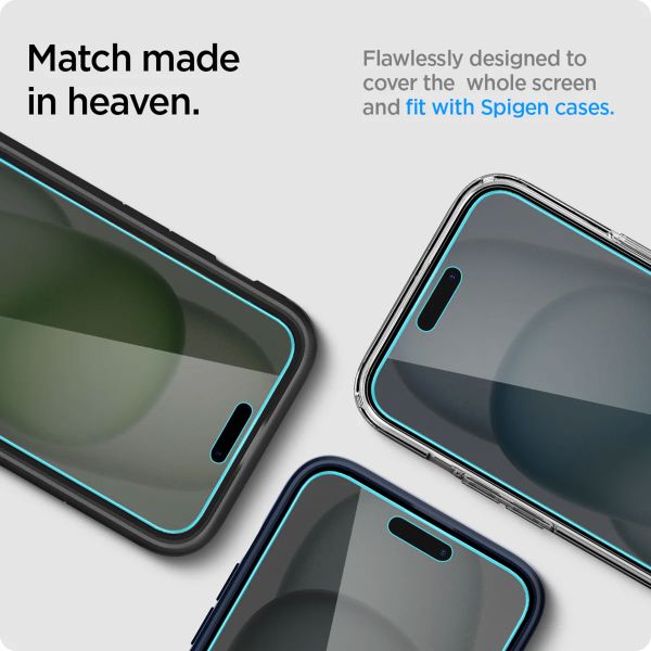 Spigen Vetro temperato privacy GLAStR EZ Fit + Applicatore - confezione da 2 Apple iPhone 16 Plus / 15 Plus
