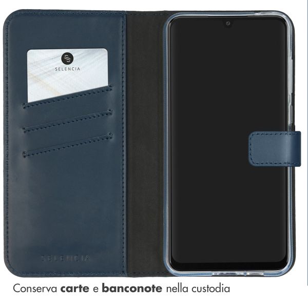 Selencia Cover a libro in vera pelle Samsung Galaxy A55 - Blu scuro