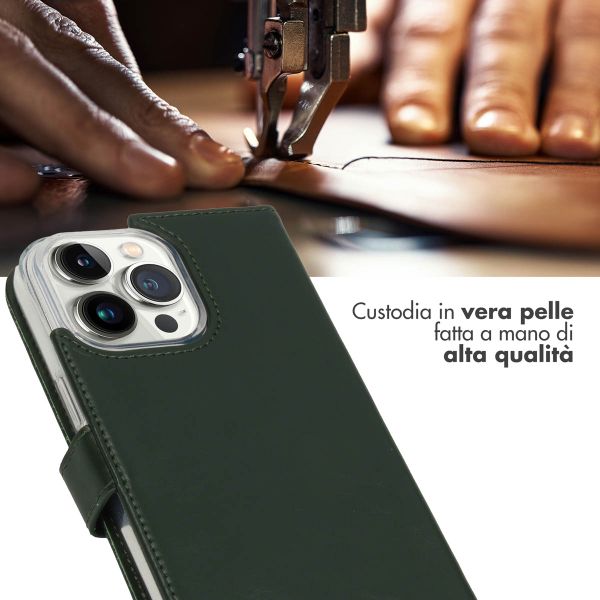 Selencia Cover a libro in vera pelle Apple iPhone 14 Pro Max - Verde