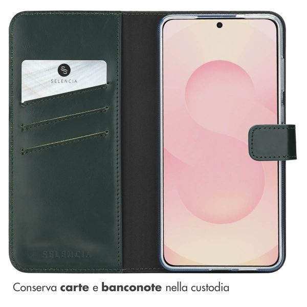Selencia Cover a libro in vera pelle Samsung Galaxy S25 Edge - Verde