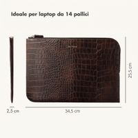 Selencia Cover per laptop Croco 14 pollici - Choco Brown