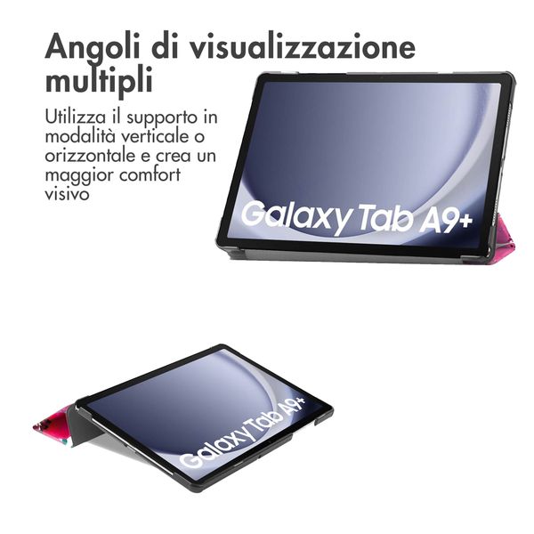 imoshion Cover Trifold Design Samsung Galaxy Tab A9 Plus - Floral Water Color