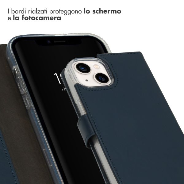 Selencia Cover a libro in vera pelle Apple iPhone 14 - Blu