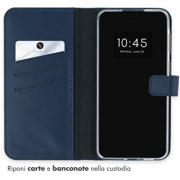 Selencia Cover a libro in vera pelle Samsung Galaxy A57 (5G) - Blu scuro