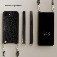 Selencia Cover per telefono Nova Croco con cordino e portacarte Apple iPhone 17e / 16e - Nero