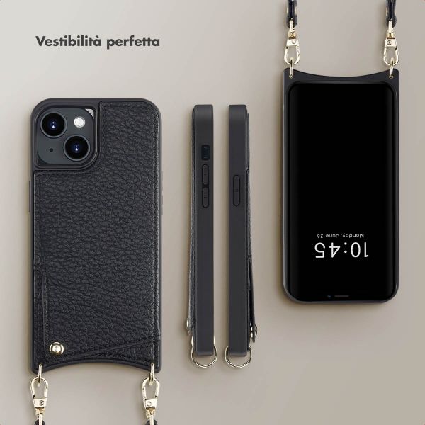 Selencia Cover per telefono Nova con cordino e portacarte Apple iPhone 14 - Nero