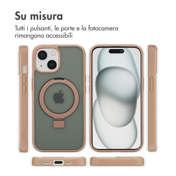 Accezz Cover con anello e supporto con MagSafe Apple iPhone 15 - Marrone