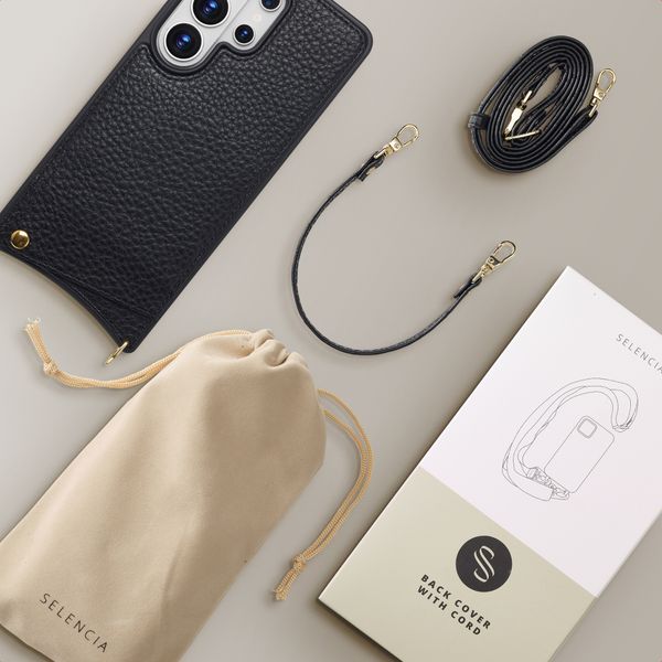 Selencia Cover per telefono Nova con cordino e portacarte Samsung Galaxy S26 Ultra - Nero
