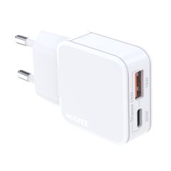 Accezz Caricabatterie GaN Ultra Slim - USB-C + USB-A - 30 W - Bianco