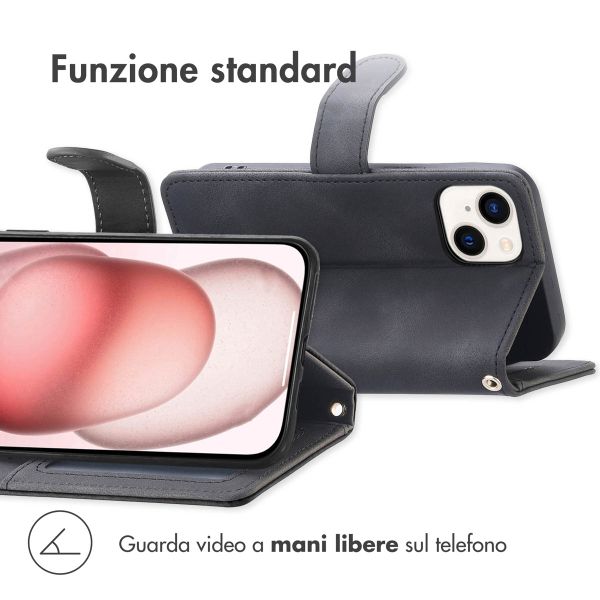 imoshion Cover a libro con Cordino Apple iPhone 15 - Nero