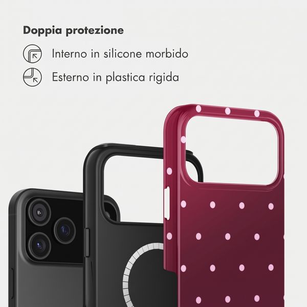Selencia Cover posteriore Vivid con MagSafe Apple iPhone 17 Pro Max - Happy Dots Burgundy