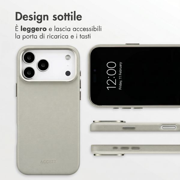 Accezz Cover in Pelle con MagSafe Apple iPhone 18 Pro / 17 Pro - Light Grey