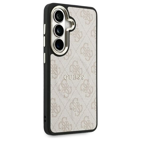 Guess Cover Posteriore 4G Leather con MagSafe Samsung Galaxy S26 - Gold Edge - Pink