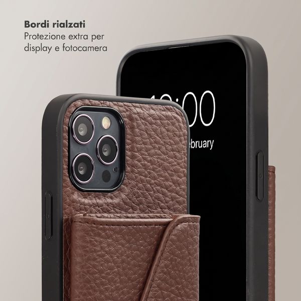 Selencia Cover per telefono Sera con cordino e portacarte a busta Apple iPhone 12 Pro - Chocolate Brown