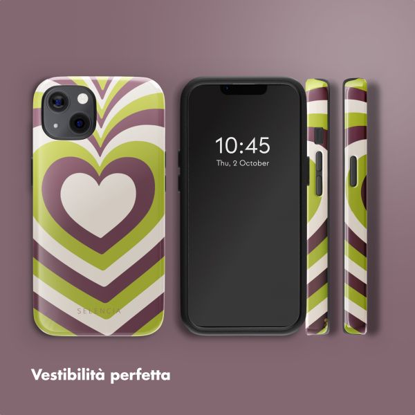 Selencia Cover posteriore Vivid con MagSafe Apple iPhone 13 - Double Hearts Plum Fern