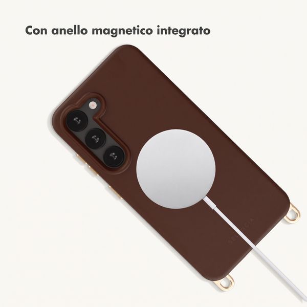 Selencia Cover posteriore Rivièra con MagSafe con ganci rimovibili Samsung Galaxy S23 - Choco Brown