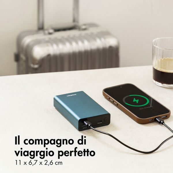 imoshion Powerbank in alluminio Ultra Series 20.000 mAh - Ricarica rapida fino a 33 watt - Petrol Green