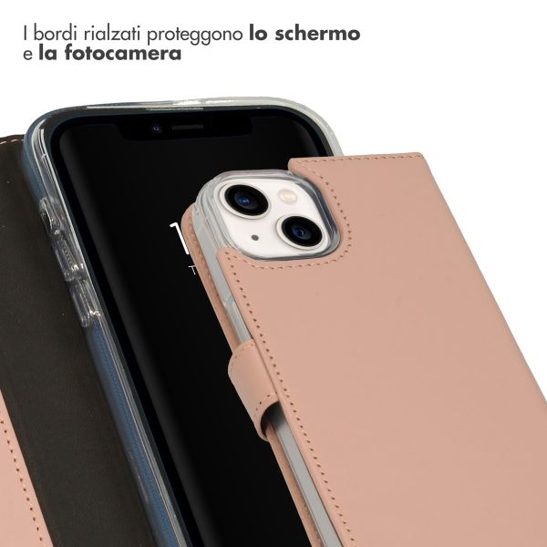 Selencia Cover a libro in vera pelle Apple iPhone 14 - Dusty Pink
