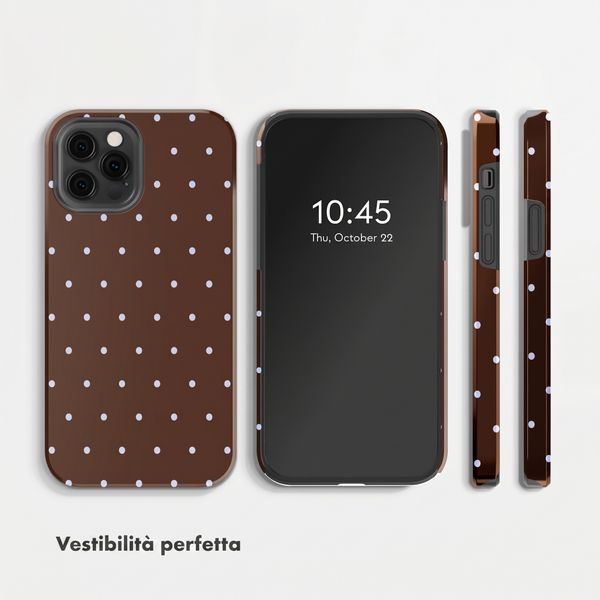 Selencia Cover Posteriore Vivid Apple iPhone 12 (Pro) - Happy Dots Chocolate