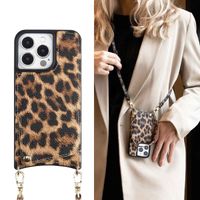 Selencia Cover per telefono Nova con cordino e portacarte Apple iPhone 13 Pro - Leopard