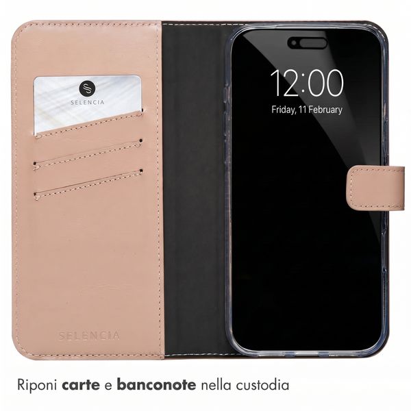 Selencia Cover a libro in vera pelle Apple iPhone 18 Pro / 17 Pro - Dusty Pink