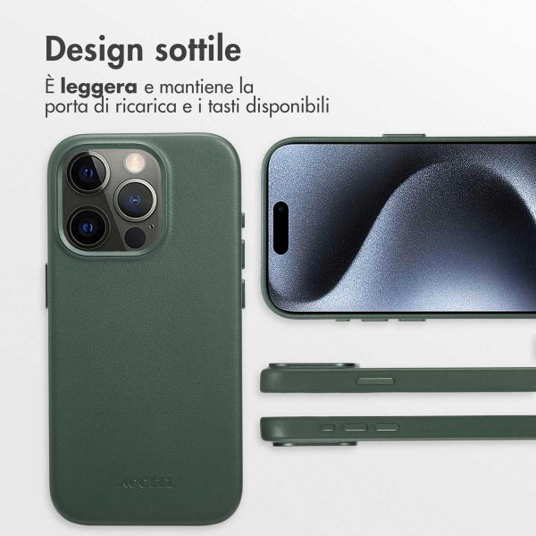 Accezz Cover in Pelle con MagSafe Apple iPhone 15 Pro - Cedar Green