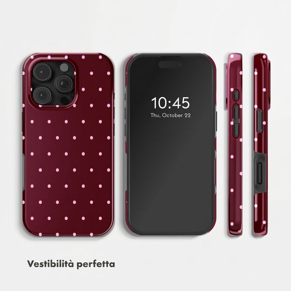 Selencia Cover Posteriore Vivid Apple iPhone 16 Pro Max - Happy Dots Burgundy
