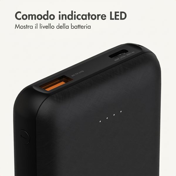 imoshion Powerbank compatta da 10.000 mAh – Powerbank piccola – Quick Charge e Power Delivery – Nero