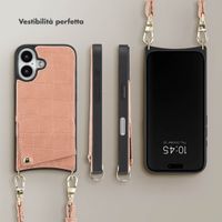 Selencia Cover per telefono Nova Croco con cordino e portacarte Apple iPhone 16 - Old Pink