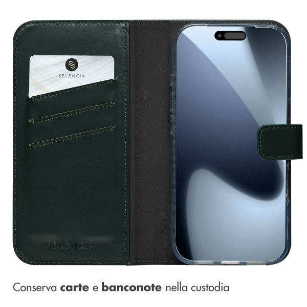 Selencia Cover a libro in vera pelle Apple iPhone 17 Pro - Verde