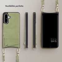 Selencia Cover per telefono Nova Croco con cordino e portacarte Samsung Galaxy A36 / A56 - Sage Green