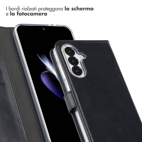 Selencia Cover a libro in vera pelle Samsung Galaxy A36 / A56 - Nero