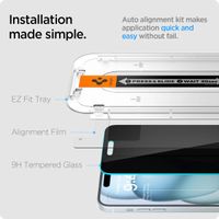 Spigen Vetro temperato privacy GLAStR EZ Fit + Applicatore - confezione da 2 Apple iPhone 16 Plus / 15 Plus