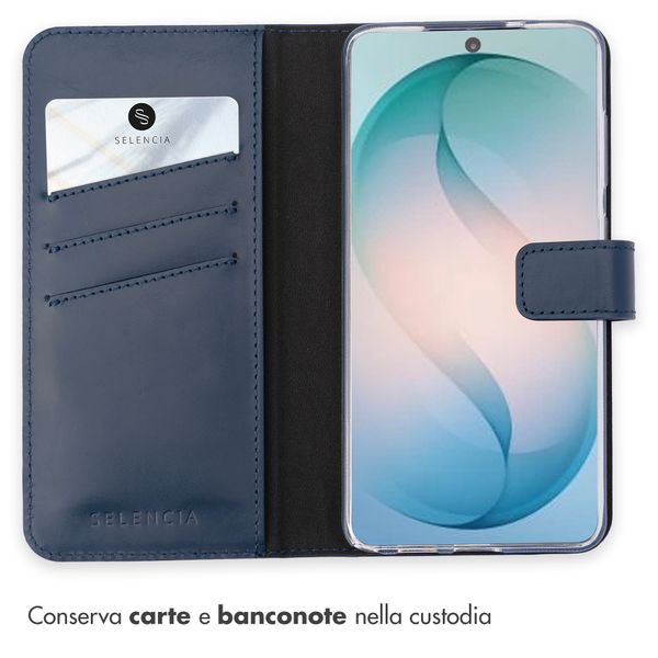 Selencia Cover a libro in vera pelle Samsung Galaxy S26 Ultra - Blu scuro