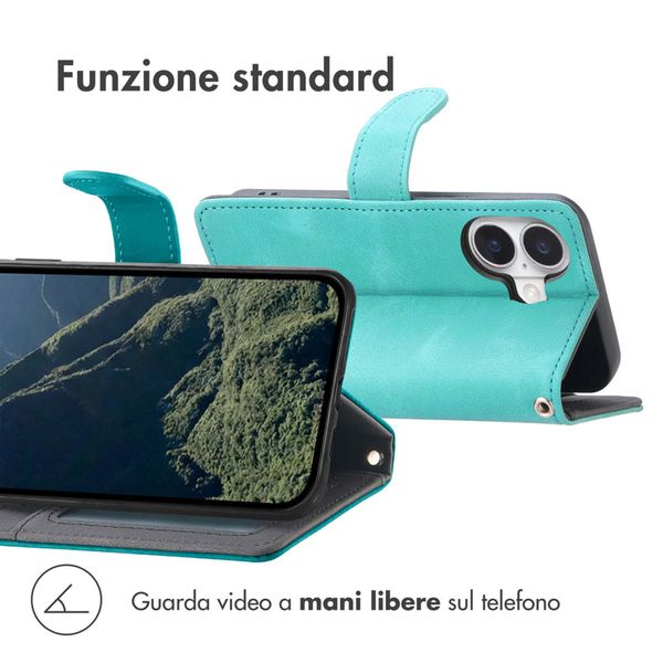 imoshion Cover a libro con Cordino Apple iPhone 16 - Turchese