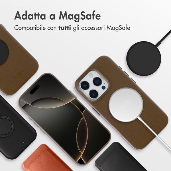 Accezz Cover in Pelle con MagSafe Apple iPhone 16 Pro - Marrone caffè