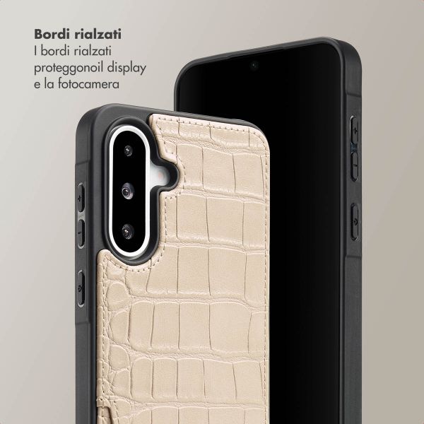 Selencia Cover per telefono Nova Croco con cordino e portacarte Samsung Galaxy A36 / A56 - Beige