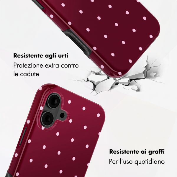Selencia Vivid Backcover Apple iPhone 16 - Happy Dots Burgundy