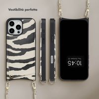 Selencia Cover per telefono Nova con cordino e portacarte Apple iPhone 16 Pro Max - Zazzy Zebra