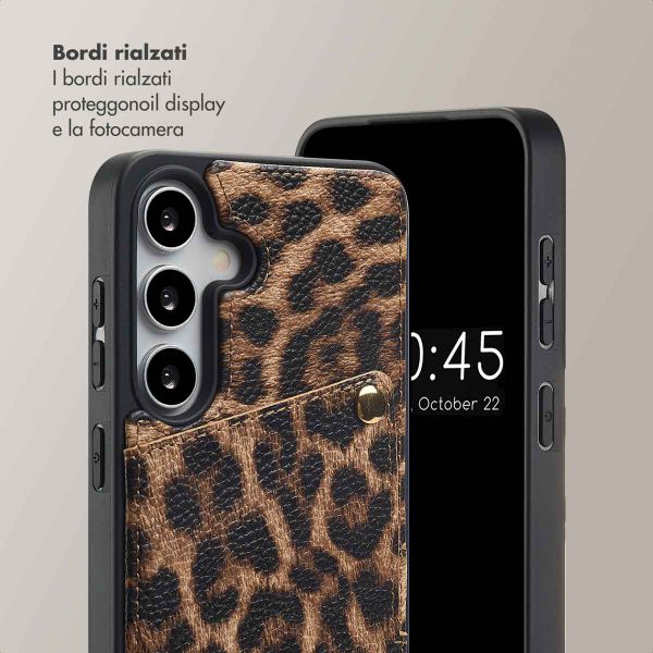 Selencia Cover per telefono Nova con cordino e portacarte Samsung Galaxy S25 / S24 - Leopard