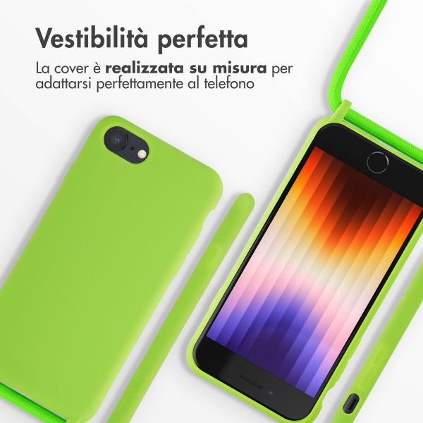imoshion Cover in Silicone con Cordino Apple iPhone SE (2022 / 2020) / 8 / 7 - Fluor Groen