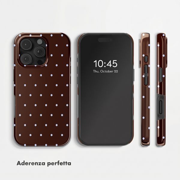 Selencia Cover Posteriore Vivid Apple iPhone 16 Pro Max - Happy Dots Chocolate