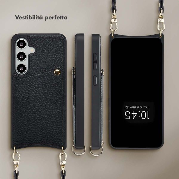 Selencia Cover per telefono Nova con cordino e portacarte Samsung Galaxy S25 / S24 - Nero