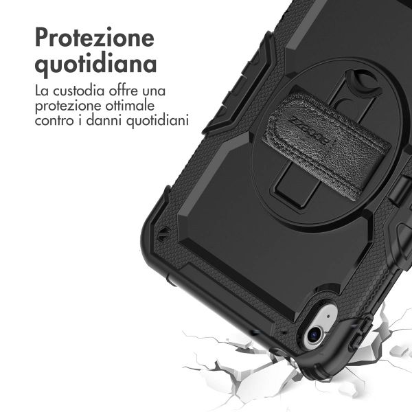 Accezz Cover Posteriore Resistente con tracolla Apple iPad 11 (2025) 11 pollici A16 / iPad 10 (2022) 10.9 pollici - Nero